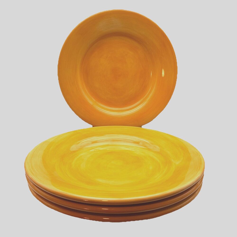 España Hand Painted Pasta Bowls Set 4 Large 13” Orange Rustic Tabletops Unlimit